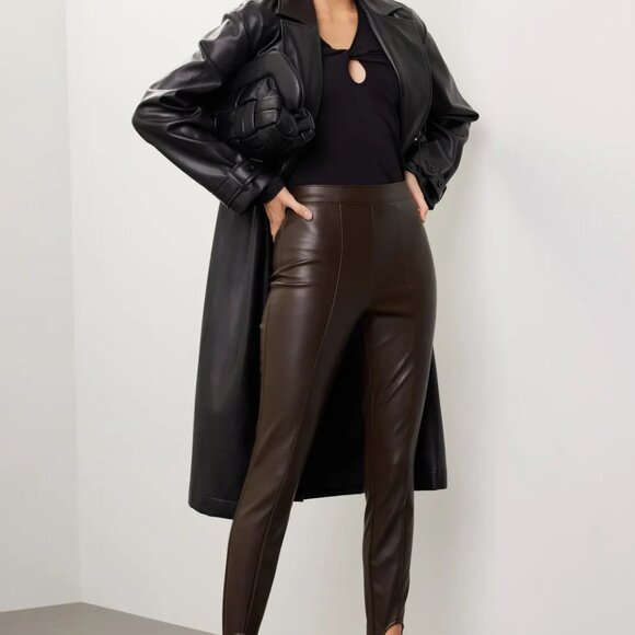 AFRM Brown Vegan Leather Stirrup Pants - Picture 2 of 5